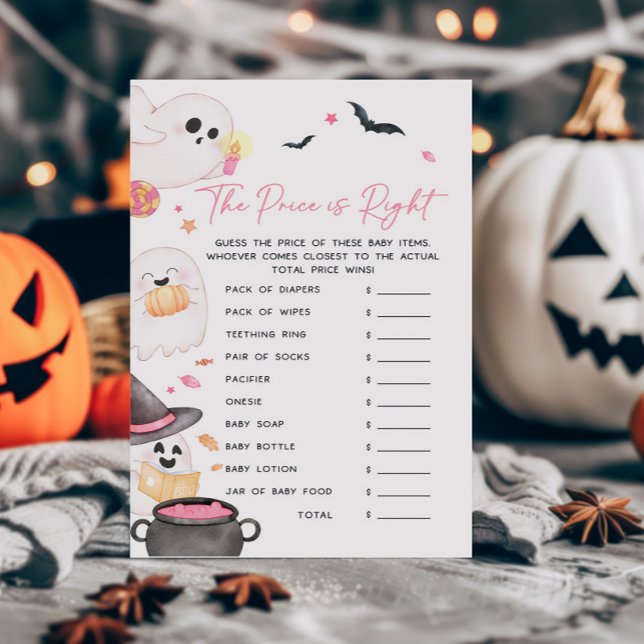 Lámina Pequeño Boo Rosa Halloween El precio es el juego c (Pink Little Boo Baby Shower The Price is Right Game)