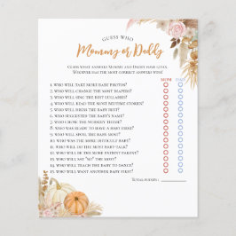 Lámina Pequeño juego de Baby Shower de calabaza Boho otoñ