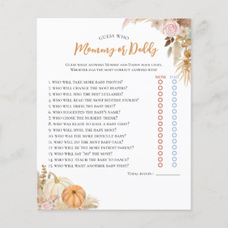 Lámina Pequeño juego de Baby Shower de calabaza Boho otoñ