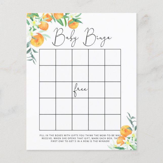 Lámina Pequeño juego de bingo de ducha de bebé (Anverso)