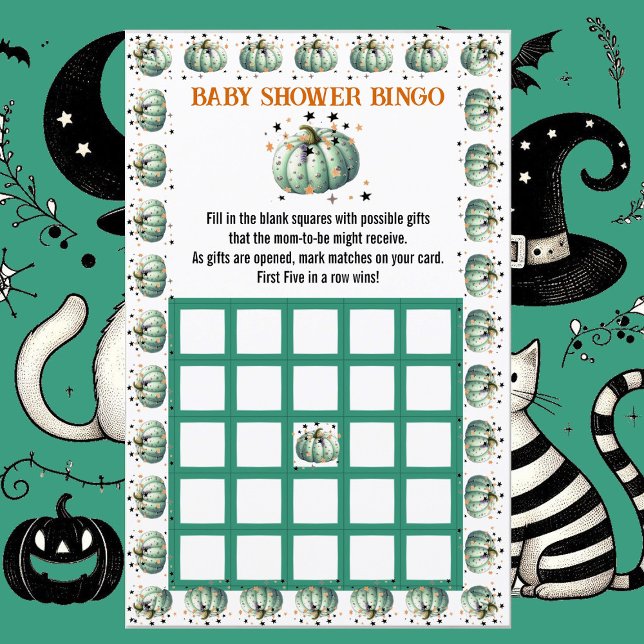 Lámina Pequeño juego de bingo de la calabaza de BOO espel (Little BOO Pumpkin Spooky Baby Shower Bingo Game)