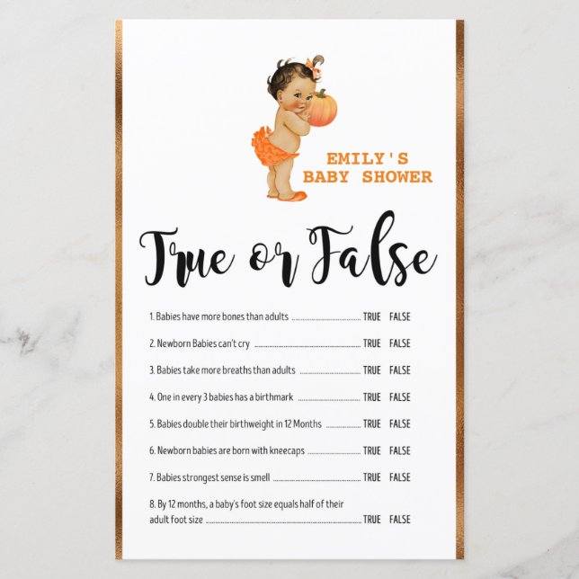 Lámina Pequeño juego de calabaza Baby Shower IMPRESO (Anverso)