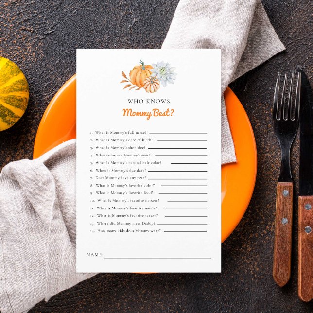 Lámina Pequeño juego de calabaza Baby Shower que conoce a (Subido por el creador)