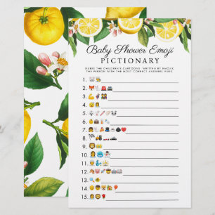 Lámina Pequeño juego de Emoji de Baby Shower Cutie Lemon 