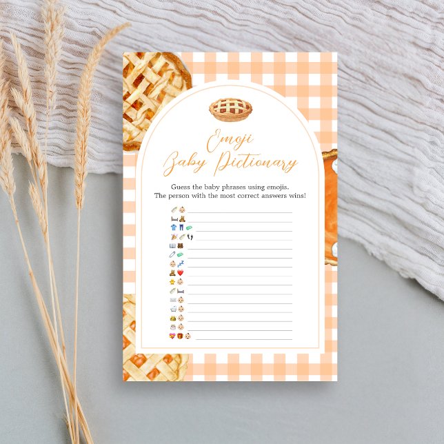 Lámina Pequeño juego de imágenes de la Emoji de Baby Show (Little Cutie Pie Gingham Baby Shower Game)