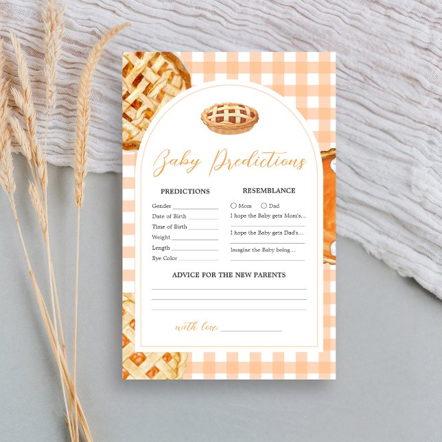 Lámina Pequeño juego de predicciones para bebés de Baby S (Little Cutie Pie Gingham Baby Shower Game)