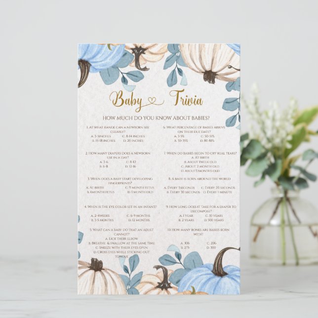 Lámina Pequeño juego de trivialidades para bebés con cala (Anverso de pie)