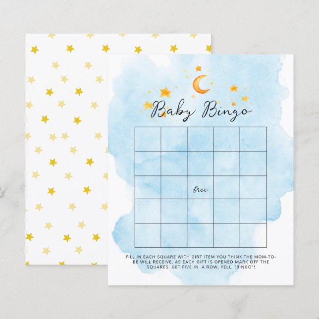 Lámina Pequeño león es un niño acuarela azul Bingo (Anverso / Reverso)