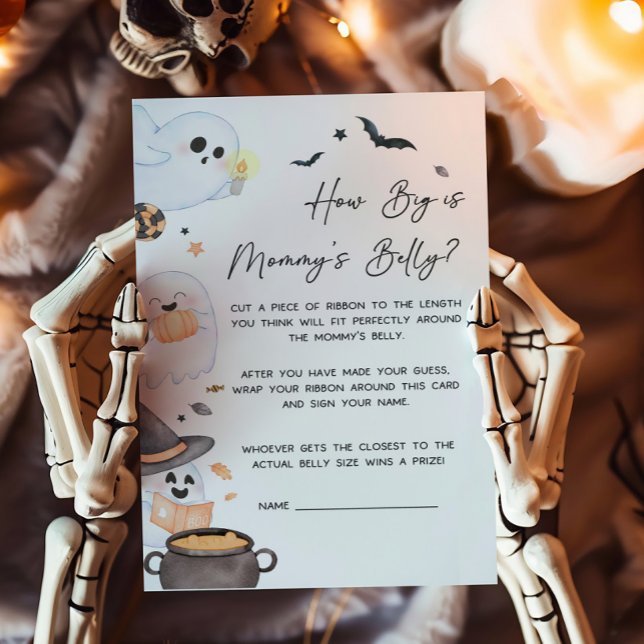 Lámina Pequeño naranja qué grande es el juego del Belly d (Orange Little Boo Baby Shower How Big is Mommy's Belly Game)