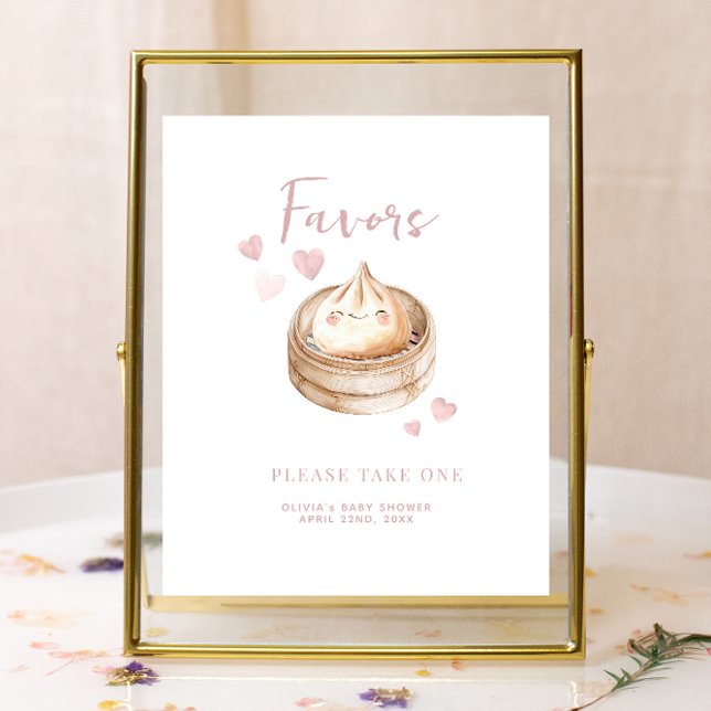 Lámina Pequeño Rótulo de favores de Baby Shower rosado |  (Favor Sign)