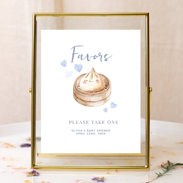 Lámina Pequeño Rótulo del favorito de Baby Shower azul |  (Favor Sign)