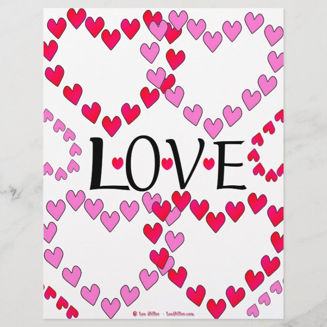 Lámina Pequeños corazones Amor Rojo Rosa (Anverso)