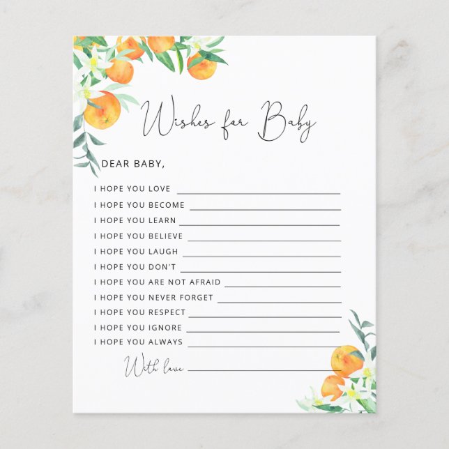 Lámina Pequeños deseos cortos para el bebé (Anverso)