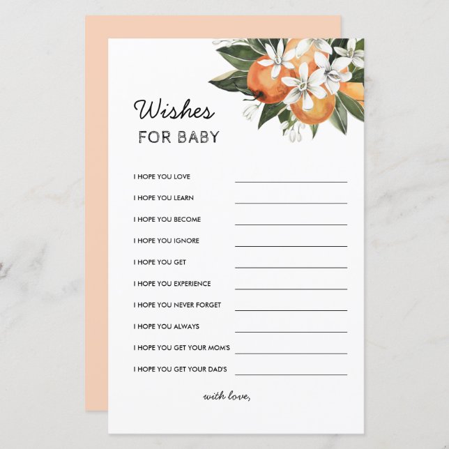 Lámina Pequeños Deseos De Baby Shower Para El Consejo Del (Anverso / Reverso)