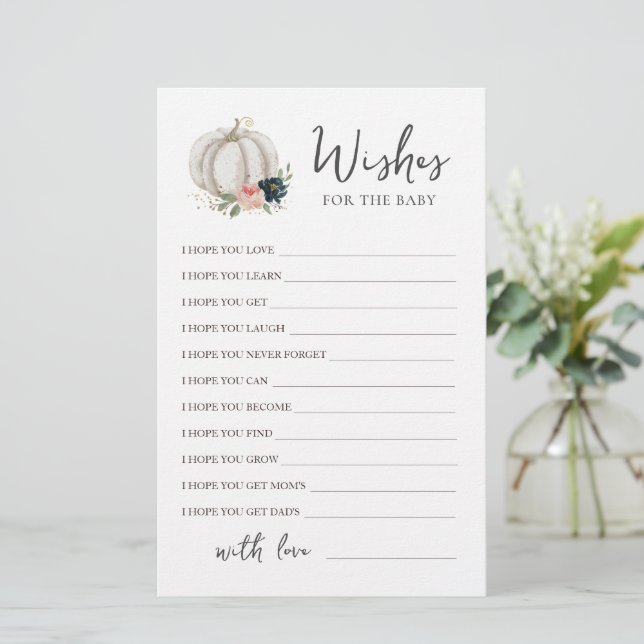 Lámina Pequeños deseos editables de calabaza para el Baby (Anverso de pie)