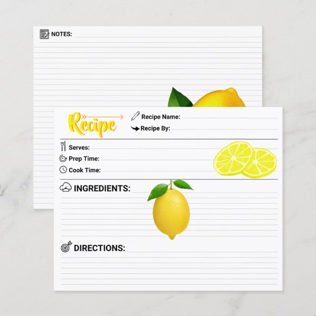 Lámina Perfect 2 Sided - Modern Refill Lemon Recipe Card (Anverso / Reverso)