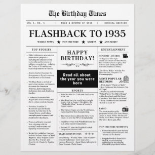 Lámina Periódico de Cumpleaños 1935 Monocromo 