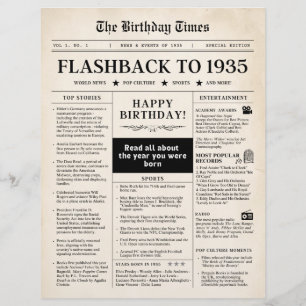 Lámina Periódico de Cumpleaños 1935 Sepia
