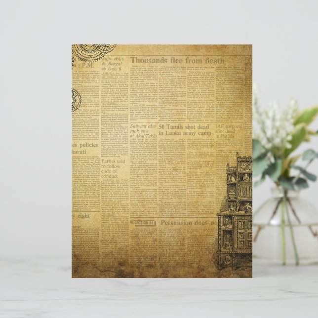 Lámina Periódico vintage steampunk (Anverso de pie)