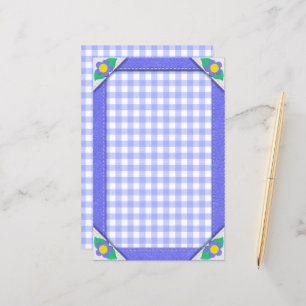 Lámina Periwinkle Gingham Cheques Bonito Papel de estacio