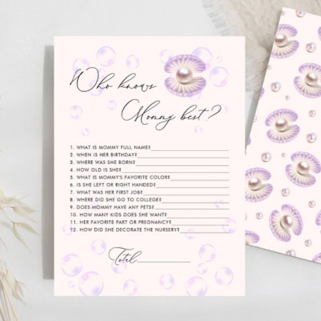 Lámina Perla que conoce a mamá mejor juego de Baby Shower (Subido por el creador)