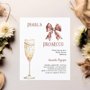 Lámina Perlas Prosecco arco rosa Invitación a la ducha de
