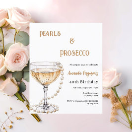 Lámina Perlas Prosecco burbujas invitación al cumpleaños