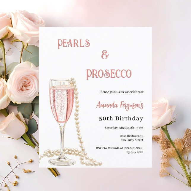 Lámina Perlas Prosecco burbujas rosadas invitación al cum (Subido por el creador)