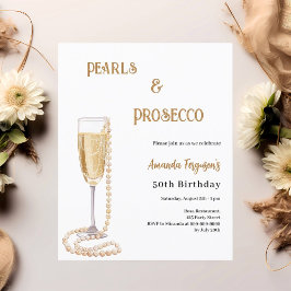 Lámina Perlas Prosecco burbujeante invitación de cumpleañ