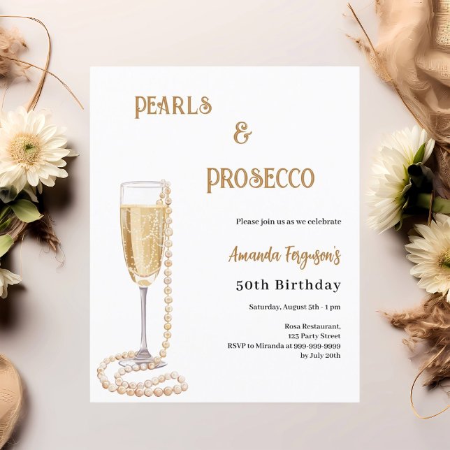 Lámina Perlas Prosecco burbujeante invitación de cumpleañ (Subido por el creador)