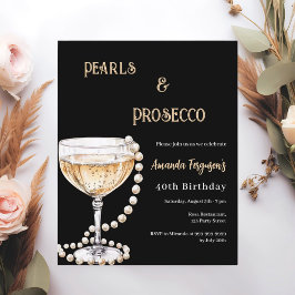 Lámina Perlas Prosecco invitación de cumpleaños de oro ne