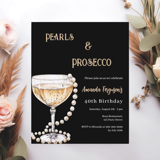 Lámina Perlas Prosecco invitación de cumpleaños de oro ne (Subido por el creador)