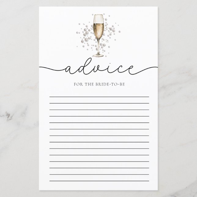 Lámina Perlas y Prosecco Dijo Que Dijo Un Juego De Novias (Anverso)