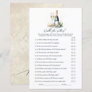 Lámina ¿Perlas y Prosecco? ¿O Prefiere Otra Cosa? Juego N