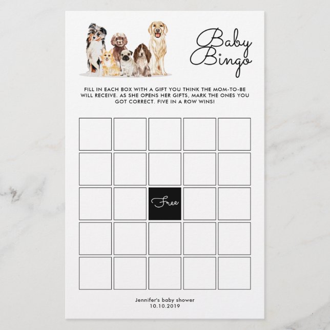 Lámina Perro Bingo (Anverso)
