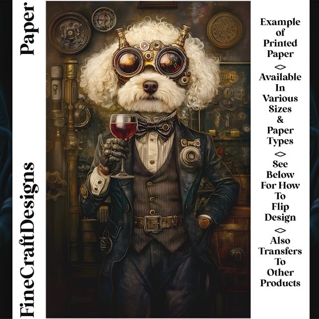 Lámina Perro Caniche Steampunk Bebiendo Vino CP3 Papel de (Subido por el creador)