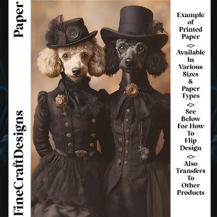 Lámina Perro Caniche Vestido Victoriano Negro CP4 Papel d