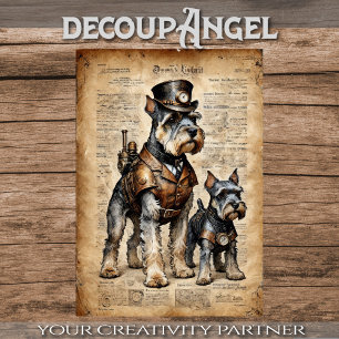 Lámina Perro Schnautzer Explorador Ephemera Decoupage