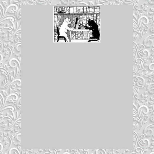 Lámina Perro y gato leyendo en la biblioteca (Subido por el creador)