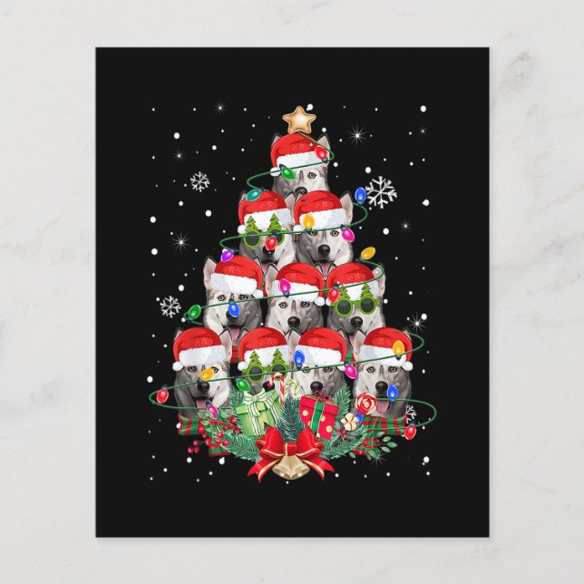 Lámina Perros Husky Siberiano Árbol Navidad Pijama Navida (Anverso)