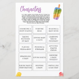 Lámina Personajes de juego de Baby Shower de Summer Popsi