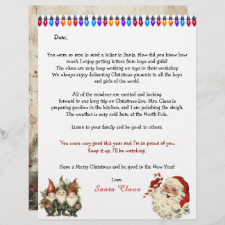 Lámina Personal Letter From Santa Claus Lights Elves