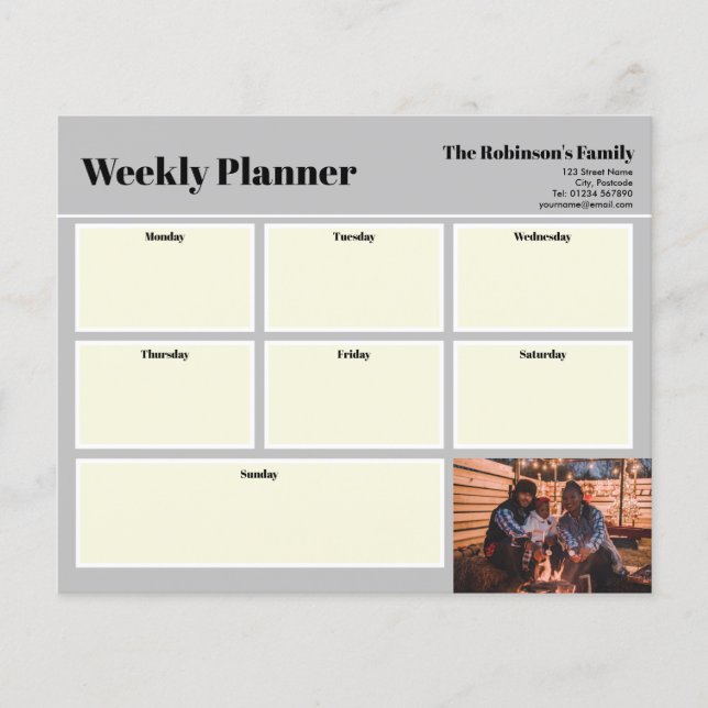 Lámina Personaliza tu foto semanal planner Plain Gray (Anverso)