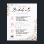 Lámina Personalizable Bachelorette Scavenger Wildflowers<br><div class="desc">¡Bonito personalizable Bachelorette Scavenger Hunt Game! Puedes personalizarlo con tus juegos,  los puntos y el nombre de la novia.</div>