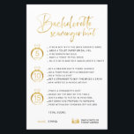 Lámina Personalizable Faux Gold Bachelorette Scavenger<br><div class="desc">¡Bonito personalizable Bachelorette Scavenger Hunt Game! Puedes personalizarlo con tus juegos,  los puntos y el nombre de la novia.</div>