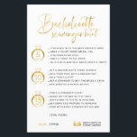 Lámina Personalizable Faux Gold Bachelorette Scavenger<br><div class="desc">¡Bonito personalizable Bachelorette Scavenger Hunt Game! Puedes personalizarlo con tus juegos,  los puntos y el nombre de la novia.</div>