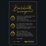 Lámina Personalizable Faux Gold Black Bachelorette Hunt<br><div class="desc">¡Bonito personalizable Bachelorette Scavenger Hunt Game! Puedes personalizarlo con tus juegos,  los puntos y el nombre de la novia.</div>