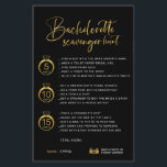 Lámina Personalizable Faux Gold Black Bachelorette Hunt<br><div class="desc">¡Bonito personalizable Bachelorette Scavenger Hunt Game! Puedes personalizarlo con tus juegos,  los puntos y el nombre de la novia.</div>