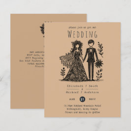 Lámina Personalizado Boda de mano Bride Groom Teracotta