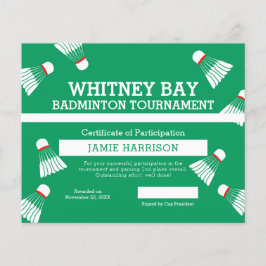 Lámina Personalizado de la competencia de Badminton corte